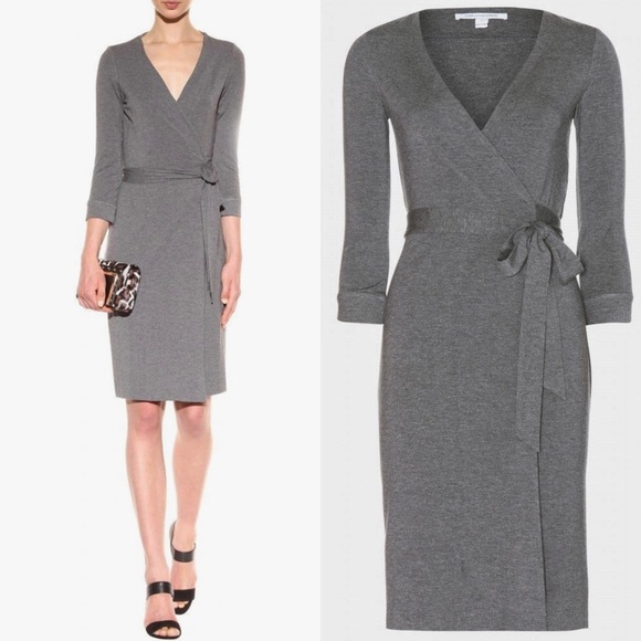 Diane Von Furstenberg New Julian Two Gray Wrap Dress - Picture 4 of 16